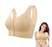 Moona-BH für Senioren, 2024 Spitzen-BH ohne Stahlring in Übergröße,atmungsaktiver BH mit Vorderverschluss für Senioren, BH mit Knöpfen vorne,stahlfreier BH in Übergröße für Damen (Aprikose,36/80)