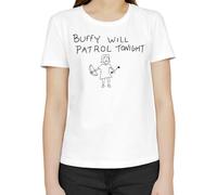 Moonai Buffy Will Patrol Tonight Women's Classic T-Shirt Crew Neck Short Sleeves, white, XL