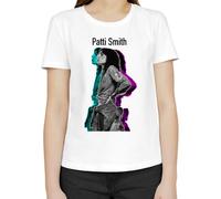 Moonai Color Profile of Patti Smith Women's Classic T-Shirt Crew Neck Short Sleeves, white, M