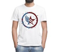 Moonai Mass Effect Renegade:Paragon Combo Splatter Men's Classic T-Shirt Crew Neck Short Sleeves, white, XXL