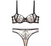 MOONBADI Bras Black Women Push Up Bra Set for Small Breast Underwire V-Neck Bubble Lace Full Coverage Bra Bralettes for Women Plus Size 36D