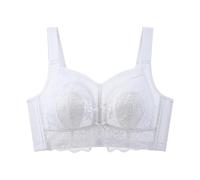 MOONBADI Bras Comfort Stretch Action Leisure Floral Lace Non Wired Smooth and Sleek Microfiber White Full Coverage Bra 40D