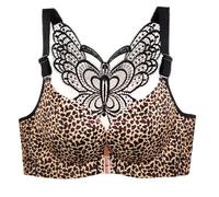 MOONBADI Bras for Women Front Button Bra Leopard Print-1 Women's Wireless Bra with Padded Cups Balcony Bra Comfort Every Day Bra T-Shirt Bra 50D
