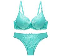 MOONBADI Bras for Women Green Women Plus Size Lace Bras Set Underwire Bra Wide Back Longline Corset Bra Support Bra 34C