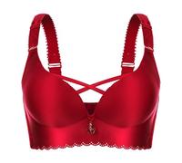 MOONBADI Bras for Women Wine red Women’s Bra Non Wired Bustier Bra Wireless Unlined Full Coverage Bra Microfiber T-Shirt Bra 46C