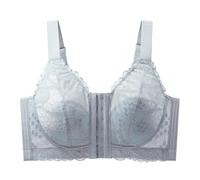 MOONBADI Bras Front Button Lace Plus Size Wireless Deep V Thin Full Coverage Blueness Womens Everyday Bras 42B