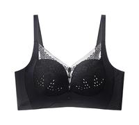 MOONBADI Push up Bra The Ultimate Comfort Bra Lace Plus Size Non Wired Smooth and Sleek Microfiber Black for Women 34C