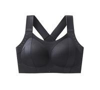 MOONBADI Sports Bra high Support Big Breast Wireless Stretch Support Bounce Control Black Crop Top for Yoga 50E