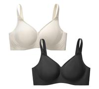 MOONBADI Sports Bras Women Beige+Black T-Shirt Bra high Support Big Breast Non Wired The Ultimate Comfort Bra 42D