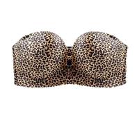 MOONBADI Strapless Bra Leopard Print Women's Strapless Bra Push up Lift Support Wireless Deep U Bras Full Coverage Bra 46D
