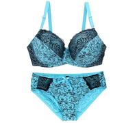 MOONBADI Women's Lingerie Sets Blue Women's Lace Bralette Underwire Push Up Lifting Bra Set Bandeau Top Back V Neck Thin Cup Crop Tops Bustier Women Clothes 80C