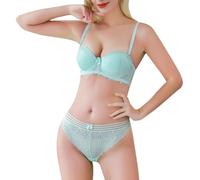 MOONBADI Women's Lingerie Sets Green Women's Lace Bralette Underwire Push Up Lifting Bra Set Bandeau Top Back V Neck Thin Cup Crop Tops Bustier Women Clothes 75B