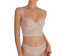 MOONBADI Women's Lingerie Sets White Lingerie Set for Women See-Through Lace Bra Bralette Nightwear, Push Up lace Underwire Bra Panties Plus Size 38C