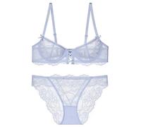 MOONBADI Womens Underwear and Bras arge Busts Underwired Blueness Soft Cup Full Coverage Non Padded Floral Lace Bras Soft Comfort Bra Top and Panties 32D