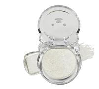 Moonbeam Veil Silver White Glitter Eyeshadow Powder - Shimmer Sparkly Highlighter Makeup Palette For Evening Party Festive Occasions In Transparent Bear-Shaped Compact Case