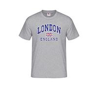 Moonbow London England with Union Jack Flag Souvenir Quality Printed T-Shirt Grey