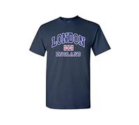 Moonbow London England with Union Jack Flag Souvenir Quality Printed T-Shirt Navy