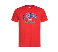 Moonbow London England with Union Jack Flag Souvenir Quality Printed T-Shirt Red