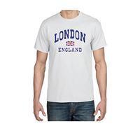 Moonbow London England with Union Jack Flag Souvenir Quality Printed T-Shirt White