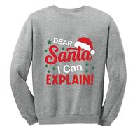 Moonbow Men's Funny Santa I Can Explain Christmas Sweatshirt (UK, Alpha, L, Regular, Regular, Grey)