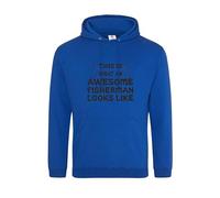 Moonbow This Is What an Awesome Fisherman Looks Like Royal Medium Hoodie - Funny Fishing Sweatshirt - Gift for Anglers - Unisex Fisher Pullover - Warm & Cozy Outdoor Apparel - Fishing Lover Hoodie