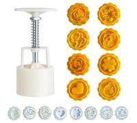 Mooncake Mould 50g Small Mooncake Press Mould with 8 Cookie Stamps Flower Mooncake Mould Maker Mid-Autumn Festival Hand-Pressure Moon Cake Mould