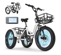 MOONCOOL Electric Tricycle for Adults, 20"×3.0" Fat Tyre Folding Electric Trike, 36V 20Ah Removable Battery, Up to 128 km Range, Aluminium Frame 3 Wheel Electric Bike with Differential