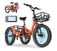 MOONCOOL Electric Tricycle for Adults, 20"×3.0" Fat Tyre Folding Electric Trike, 36V 20Ah Removable Battery, Up to 128 km Range, Aluminium Frame 3 Wheel Electric Bike with Differential