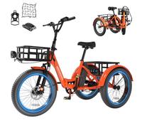 MOONCOOL Electric Tricycle for Adults, 20" Folding Electric Trike with 36V 20AH Removable Battery, 20"x3.0" Fat Tire 3 Wheel Electric Bike, Range 112KM, Aluminum Adult Tricycle with Differential