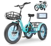 MOONCOOL Electric Trike for Adults, 250W Motor Electric Tricycle for Adults | 20"×3.0" Fat Tyre 3 Wheel Electric Bike, Foldable Aluminum Bike Frame, Adult Tricycle with 36V 20AH Removable Battery