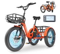 MOONCOOL Electric Trike for Adults, 250W Motor Electric Tricycle for Adults | 20"×3.0" Fat Tyre 3 Wheel Electric Bike, Foldable Aluminum Bike Frame, Adult Tricycle with 36V 20AH Removable Battery