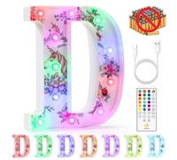 mooncow Rechargeable Unicorn Light Up Letters，Durable Marquee Letters,Colorful Initial Night Light with Remote,Wall Decor,Bedroom Decor,Party Decoration,Gift Wrap Gifts (D)