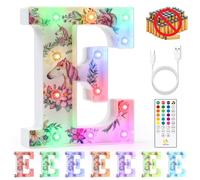 mooncow Rechargeable Unicorn Light Up Letters,Durable Marquee Letters,Colorful Initial Night Light with Remote,Wall Decor,Bedroom Decor,Party Decoration,Gift Wrap Gifts (E)