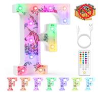 mooncow Rechargeable Unicorn Light Up Letters，Durable Marquee Letters,Colorful Initial Night Light with Remote,Wall Decor,Bedroom Decor,Party Decoration,Gift Wrap Gifts (F)
