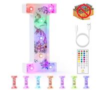 mooncow Rechargeable Unicorn Light Up Letters，Durable Marquee Letters,Colorful Initial Night Light with Remote,Wall Decor,Bedroom Decor,Party Decoration,Gift Wrap Gifts (I)