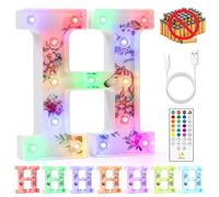 mooncow Rechargeable Unicorn Light Up Letters,Durable Marquee Letters,Colorful Initial Night Light with Remote,Wall Decor,Bedroom Decor,Party Decoration,Gift Wrap Gifts (H)