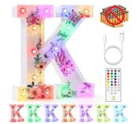 mooncow Rechargeable Unicorn Light Up Letters,Durable Marquee Letters,Colorful Initial Night Light with Remote,Wall Decor,Bedroom Decor,Party Decoration,Gift Wrap Gifts (K)