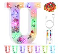 mooncow Rechargeable Unicorn Light Up Letters,Durable Marquee Letters,Colorful Initial Night Light with Remote,Wall Decor,Bedroom Decor,Party Decoration,Gift Wrap Gifts (U)