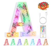 mooncow Rechargeable Unicorn Light Up Letters，Durable Marquee Letters,Colorful Initial Night Light with Remote,Wall Decor,Bedroom Decor,Party Decoration,Gift Wrap Gifts (A)