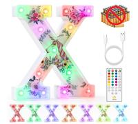 mooncow Rechargeable Unicorn Light Up Letters，Durable Marquee Letters,Colorful Initial Night Light with Remote,Wall Decor,Bedroom Decor,Party Decoration,Gift Wrap Gifts (X)