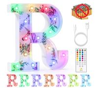 mooncow Rechargeable Unicorn Light Up Letters,Durable Marquee Letters,Colorful Initial Night Light with Remote,Wall Decor,Bedroom Decor,Party Decoration,Gift Wrap Gifts (R)