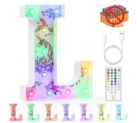 mooncow Rechargeable Unicorn Light Up Letters，Durable Marquee Letters,Colorful Initial Night Light with Remote,Wall Decor,Bedroom Decor,Party Decoration,Gift Wrap Gifts (L)