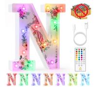 mooncow Rechargeable Unicorn Light Up Letters,Durable Marquee Letters,Colorful Initial Night Light with Remote,Wall Decor,Bedroom Decor,Party Decoration,Gift Wrap Gifts (N)