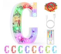 mooncow Rechargeable Unicorn Light Up Letters，Durable Marquee Letters,Colorful Initial Night Light with Remote,Wall Decor,Bedroom Decor,Party Decoration,Gift Wrap Gifts (C)