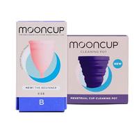 Mooncup® Beginner Menstrual Cup Starter Kit Bundle, Reusable, Ultra Soft & Easy Insert, Great for Heavy Flows, Size B, Age Under 30 & Mooncup Menstrual Cup Cleaning Pot