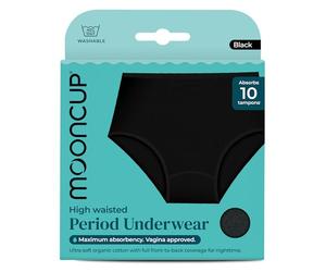 Mooncup High Waist Period Pants - Eco-Friendly, Organic Cotton Period Underwear with Maximum Absorbency (Up to 10 Tampons), 180° Coverage - Leak-proof, Reusable & Comfortable for Heavy Flow - Size 14