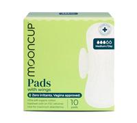 Mooncup Pads with Wings - Biodegradable Pads Made with Organic Cotton for Irritation-Free Period Care - Leak-Proof, Plastic-Free, Highly Absorbent Protection for Sensitive Skin - Medium/Day, 10 Count