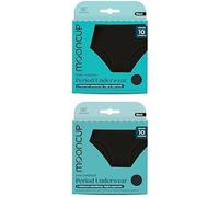 Mooncup Period Pants Bundle, Includes 1 Pair of High Waisted and 1 Pair of Low Waisted Pants, Absorbs Up To 10 Tampons, Machine Washable, XXL - UK Size 18, Black (Pack of 1)
