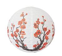 MOONDAME Red Cherry Flowers Paper Lantern White Round Chinese Japanese Paper Lamp For Home Wedding Party Decoration Japanese Decor