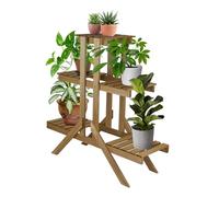 MooneLit Creations 3-Tier Wooden Plant Stand Shelf - Indoor/Outdoor Display with 5 Shelves for Potted Plants for Home Décor, 31x11x31